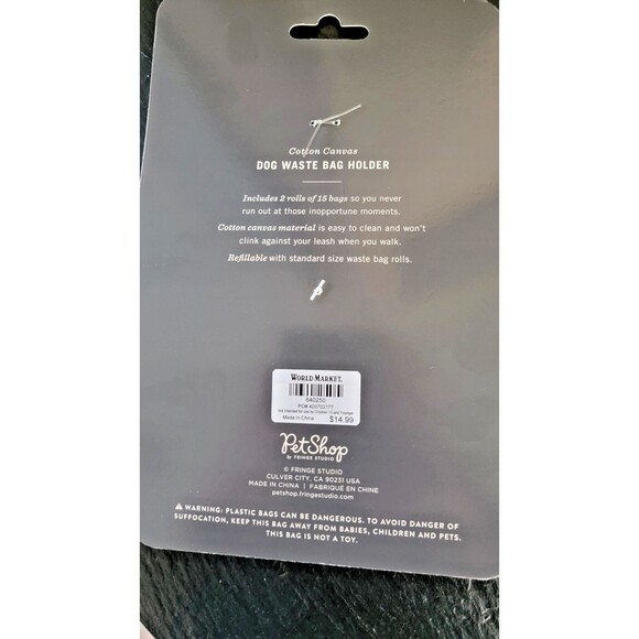 Petshop Fringe Dog Canvas Dog Waste Bag Holder Keychain Dispenser New - Picture 3 of 4